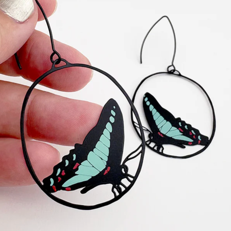 Blue Triangle Earrings