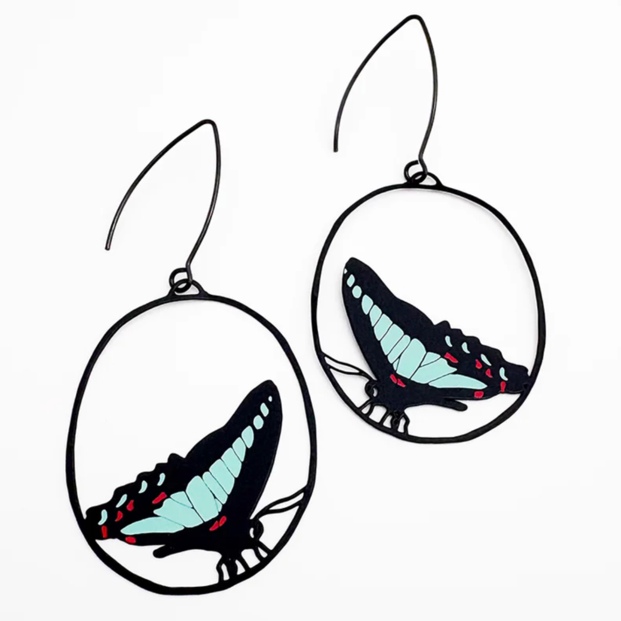 Blue Triangle Earrings