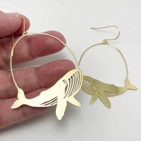 Gold Whale Earrings